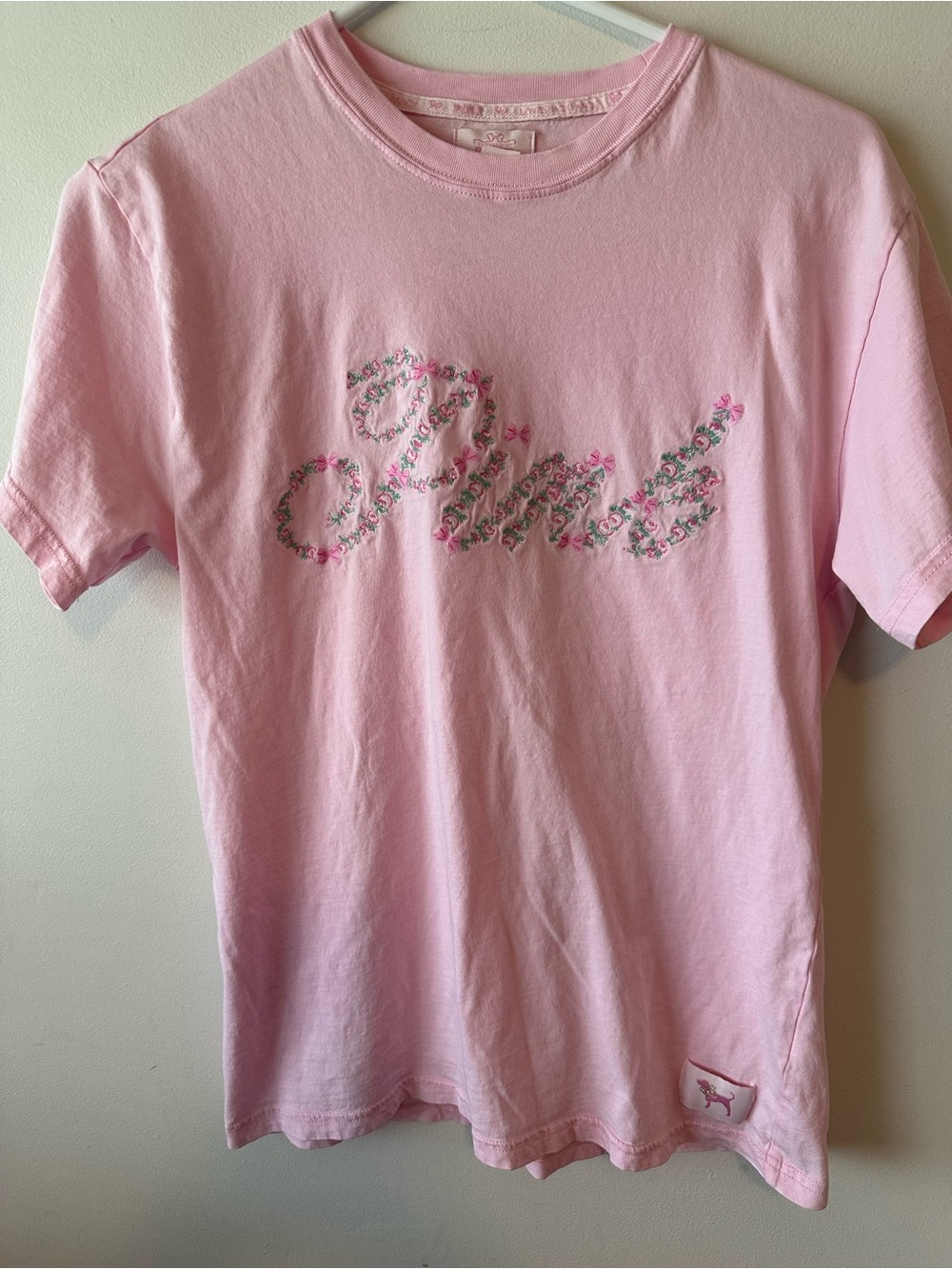 Pink X LoveShackFancy Pink Campus Cotton Tee XXS